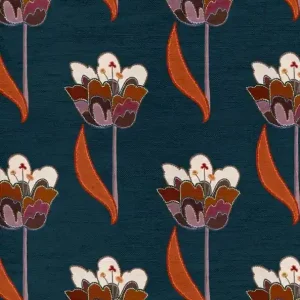 Utförsäljning Ottoline Tyg Tulips, Navy Blue