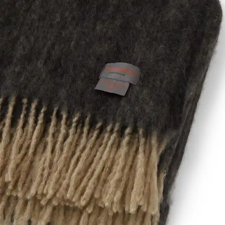 Stackelbergs                            Pläd Mohairpläd, Sand & Black Melange Utförsäljning