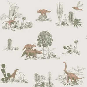 Dino Wallpaper - Pink Green - DINO07 Nyhet