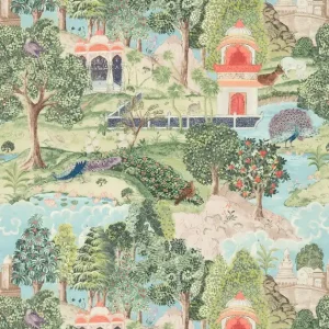 Zoffany - Peacock Garden Green/Cora Indienne Wallcoverings Endast denna vecka