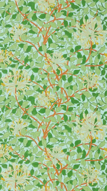 Morris & Co - Honeysuckle Sky/Burnt Ora Cornubia Wallpapers I lager